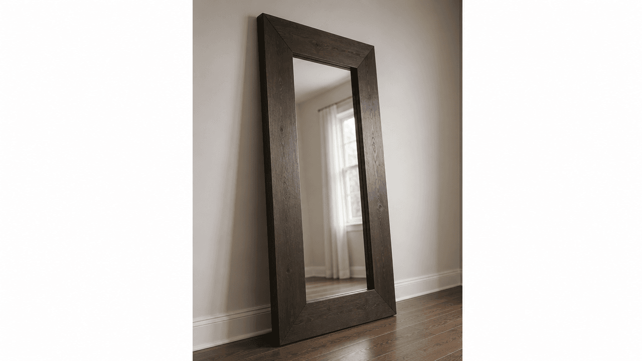 Espresso oak mirror frame, 2" thick with mitered corners