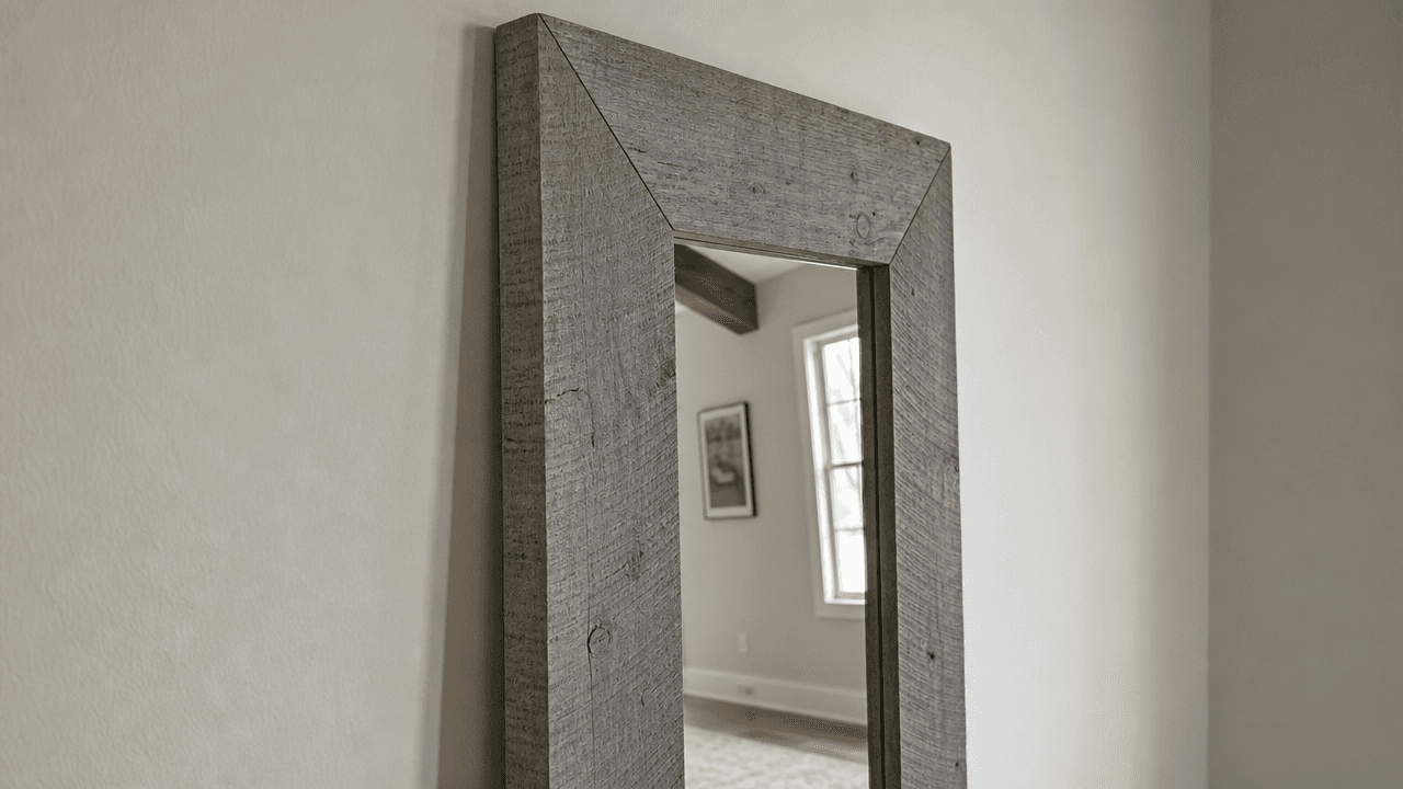 White Ash oak mirror frame, 1.5" thick with mitered corners