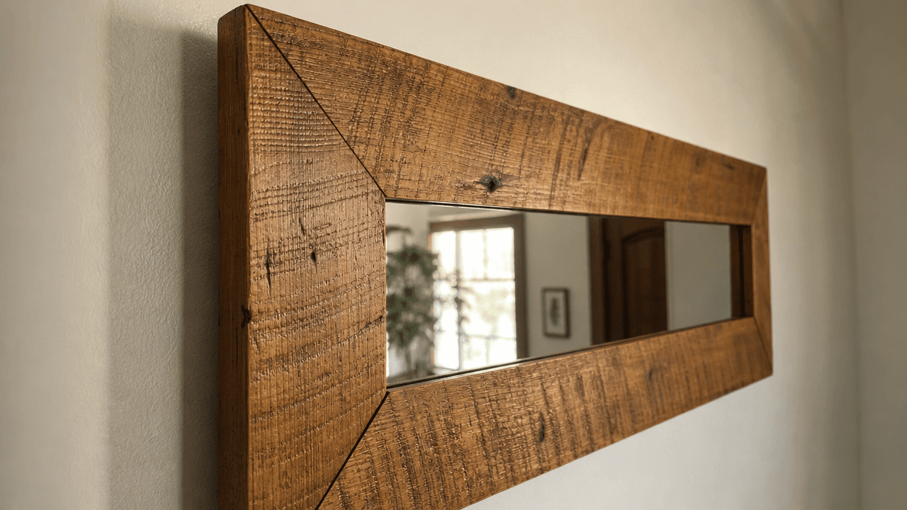 Honey oak mirror frame, 1" thick with mitered corners